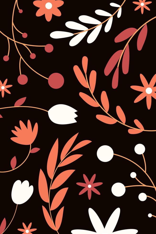 Pattern with spring autumn flowers. Flat illustration vector