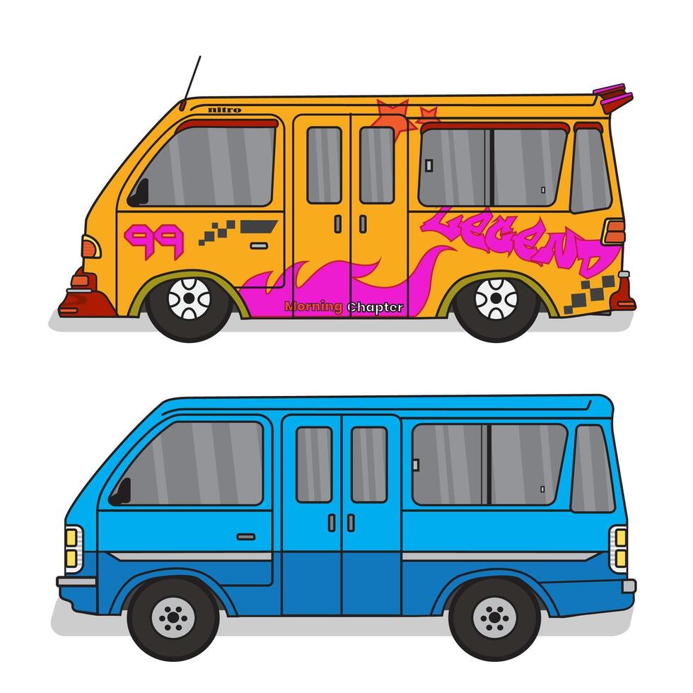 Normal And Modified Traditional Public Transportation From Indonesia vector