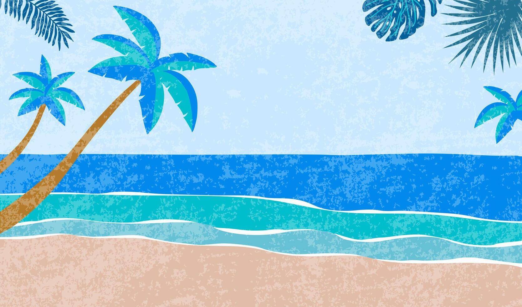 beach summer background with blue vector
