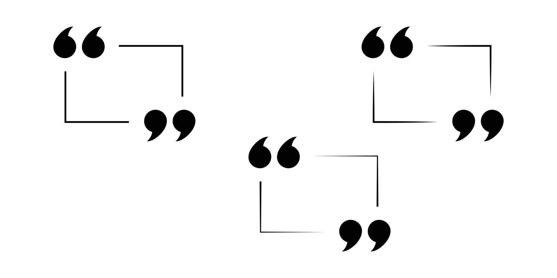 Double quote marks enclosed within a rectangular frame. vector