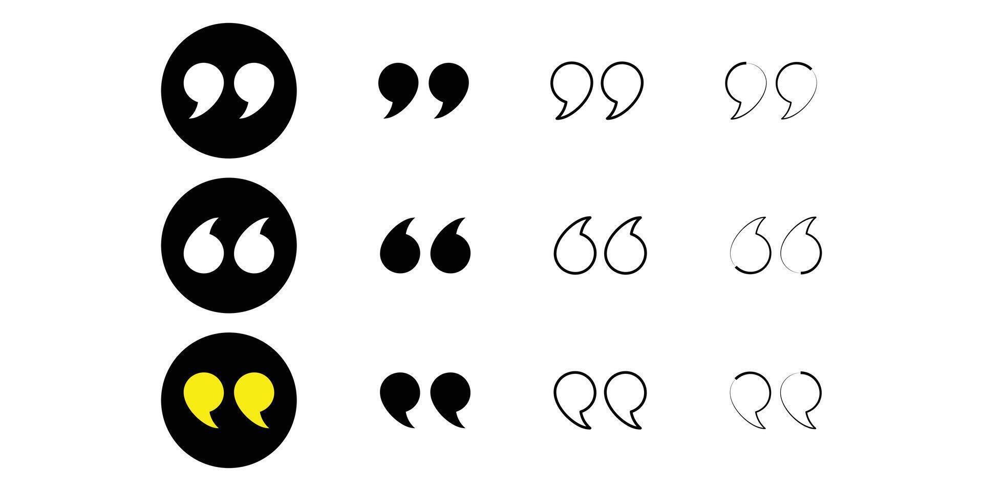 Quote signs and symbols. Quotation mark symbols. vector