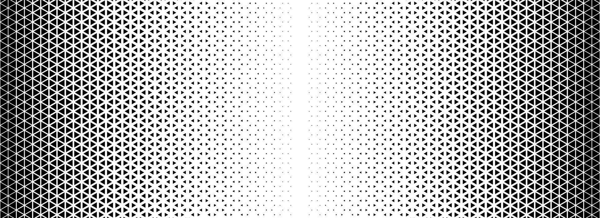 Triangle halftone gradient texture. Geometric triangular tech pattern background. Black abstract vanishing gradation wallpaper. Fading mosaic pop art backdrop for poster, banner, booklet vector