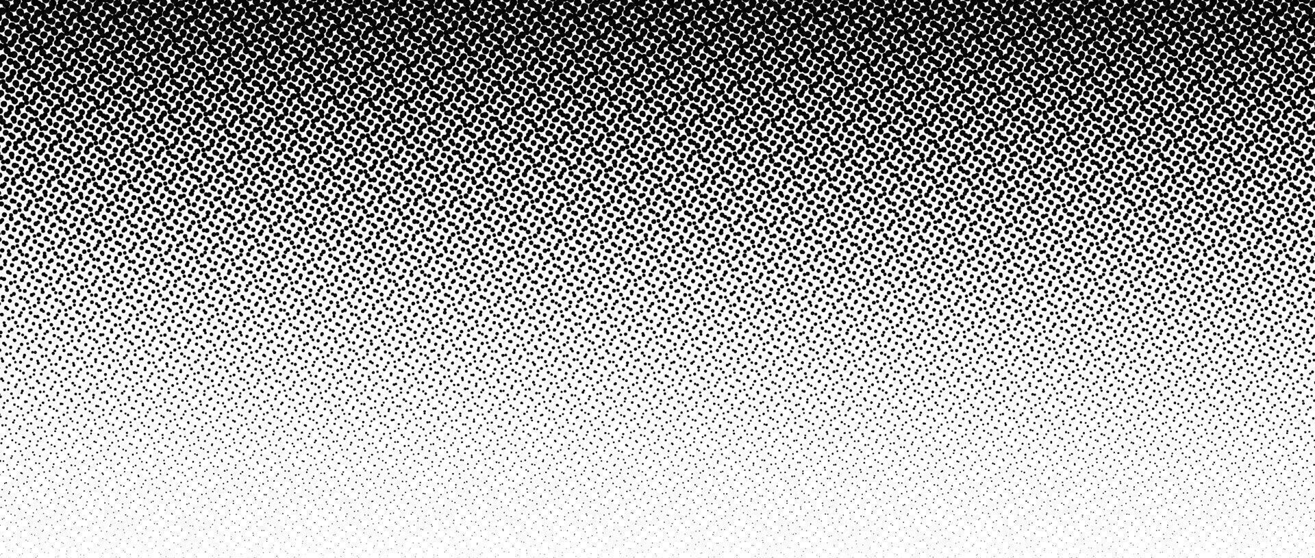 Black halftone gradient background. Fading overlapping dotted half tone texture. Vanishing alternative polka dot backdrop. Raster pixelated gradation pattern. Comic pop art overlay wallpaper vector