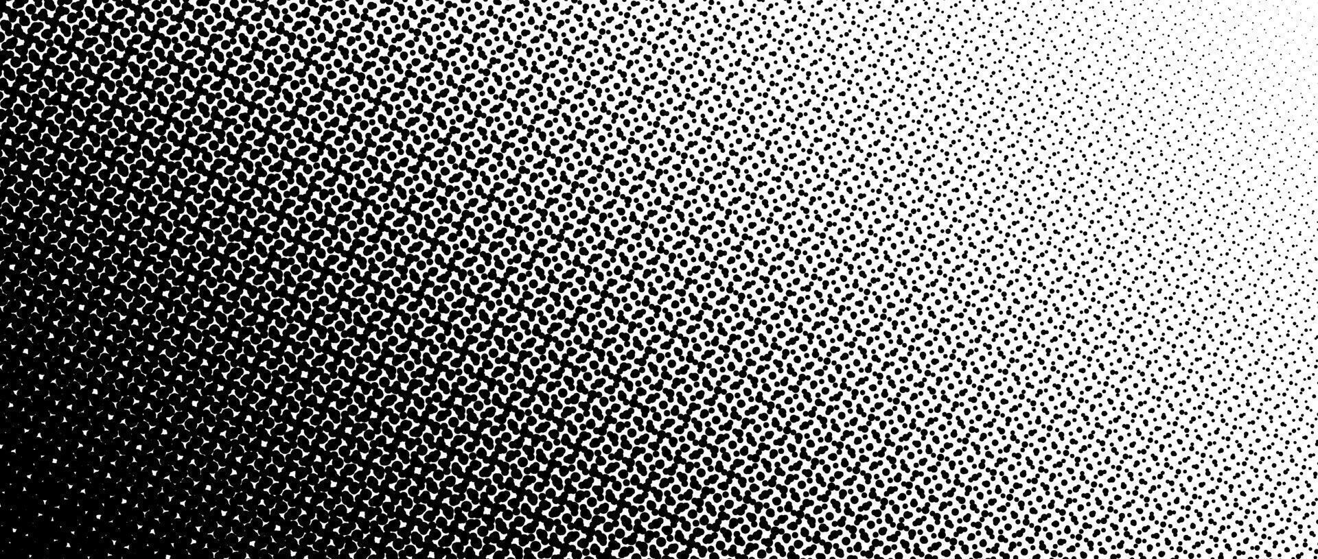 Black halftone gradient background. Fading overlapping dotted half tone texture. Vanishing polka dot backdrop. Raster pixelated gradation pattern. Comic pop art overlay wallpaper vector