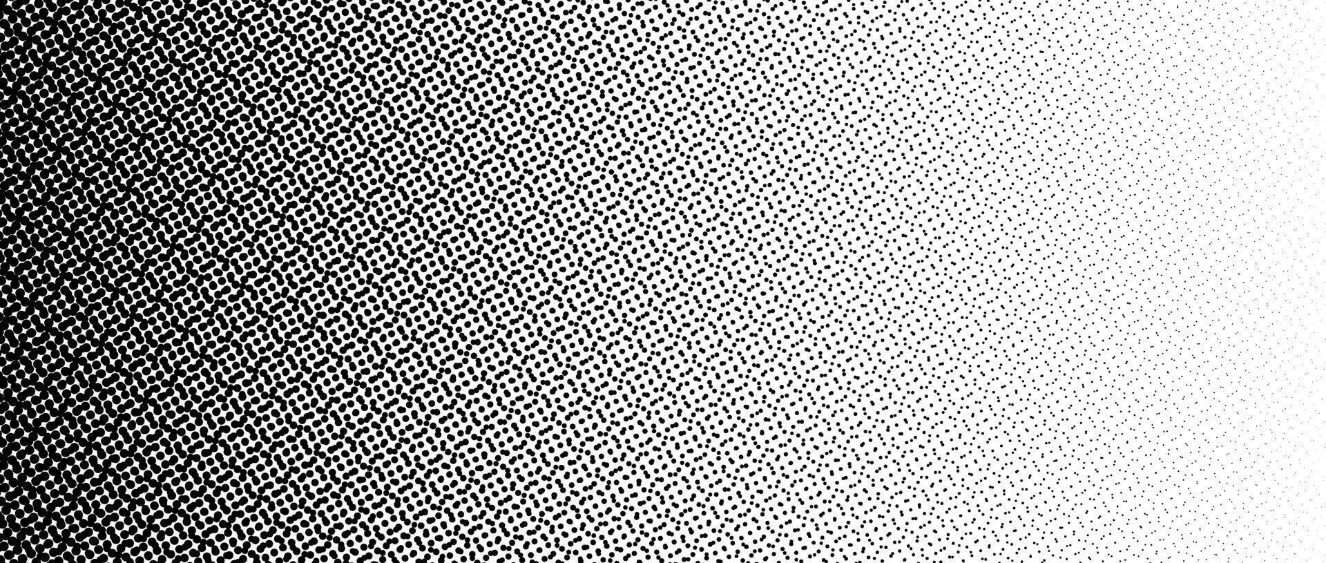 Black halftone gradient background. Fading overlapping dotted half tone texture. Vanishing polka dot backdrop. Raster pixelated gradation pattern. Comic pop art overlay wallpaper vector