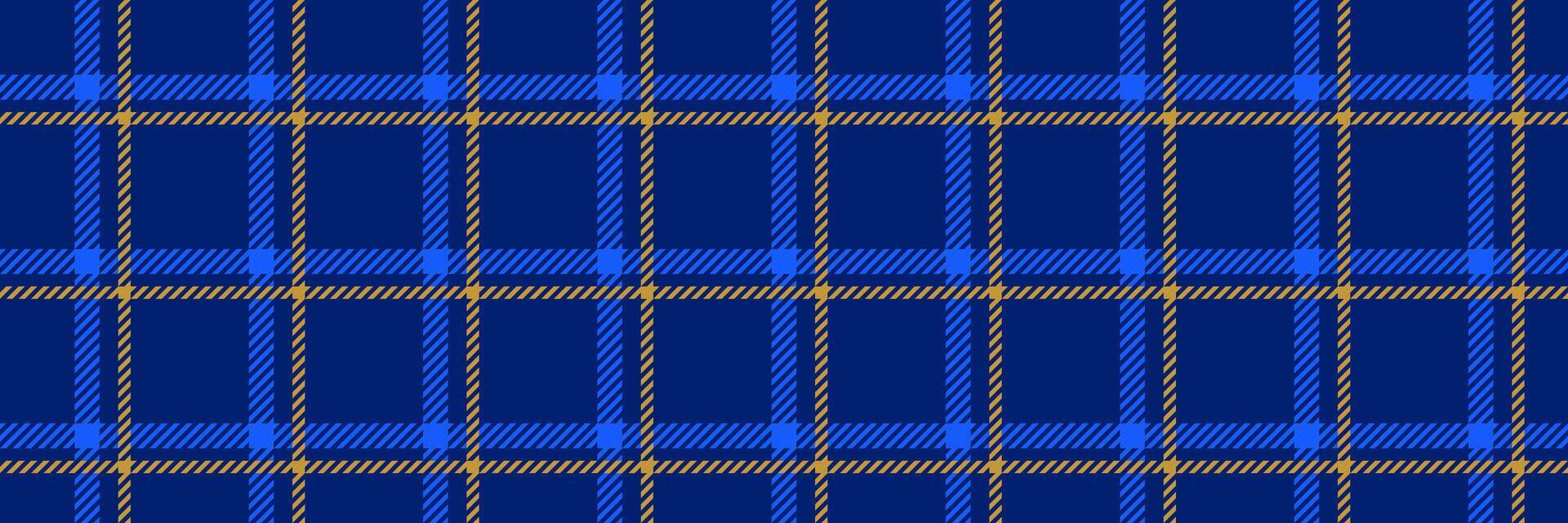 Blue and yellow gingham seamless pattern. Windowpane background texture for scarf cloth, textile design, fabric swatch, suit print. Masculine checkered tweed plaid repeating wallpaper. vector