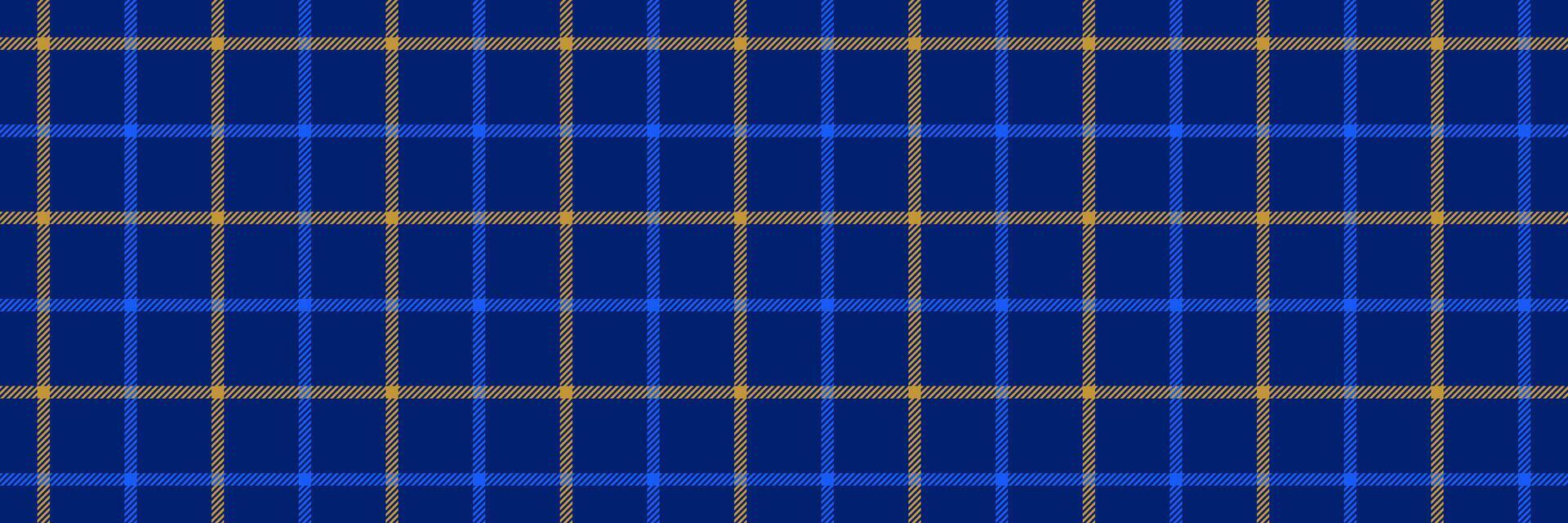 Blue and yellow gingham seamless pattern. Windowpane background texture for textile design, fabric swatch, scarf cloth, suit print. Masculine checkered tweed plaid repeating wallpaper. vector