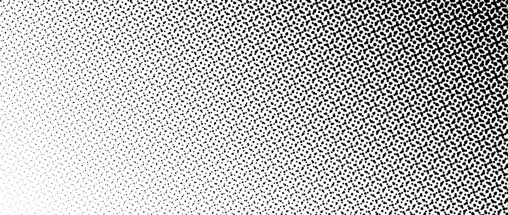 Black halftone gradient background. Fading overlapping dotted half tone texture. Vanishing polka dot backdrop. Raster pixel gradation pattern. Comic pop art overlay wallpaper vector