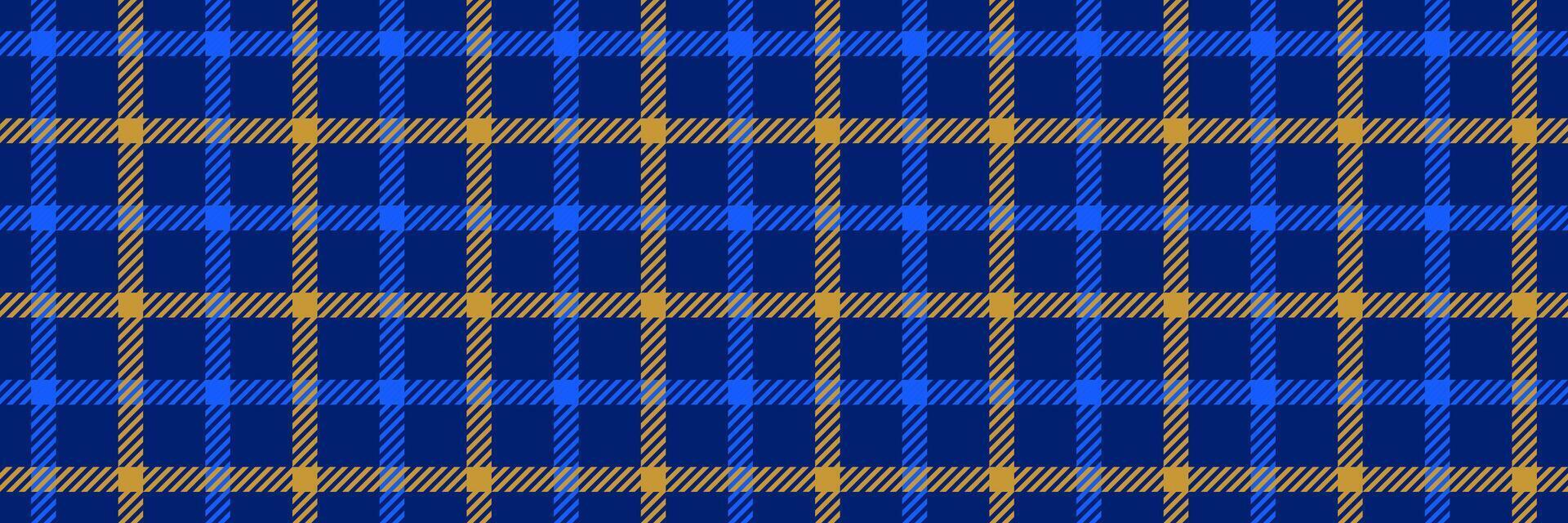 Blue and yellow gingham seamless pattern. Windowpane background texture for scarf cloth, textile design, fabric swatch, suit print. Masculine checkered tweed plaid repeating wallpaper. vector