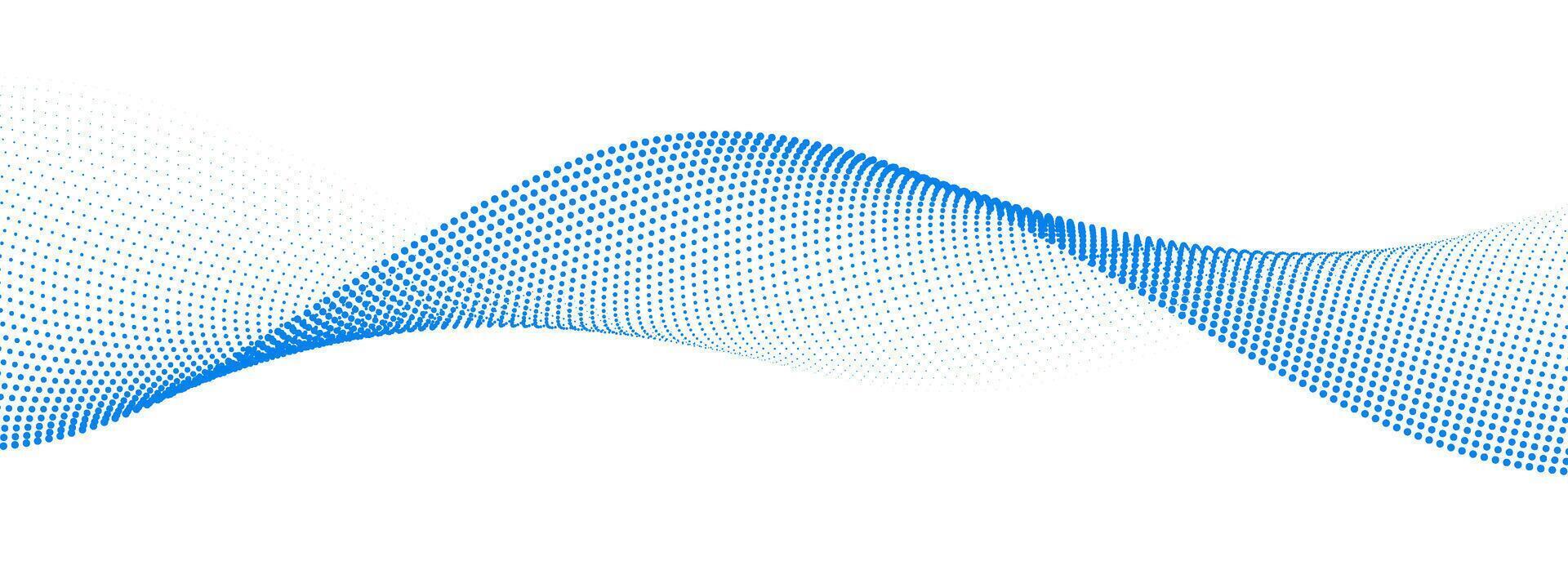 Dotted wave line pattern. Light blue halftone undulate net background. Abstract air flowing particle wallpaper. Curve dashed gradient element for poser, banner, presentation, booklet, flyer vector