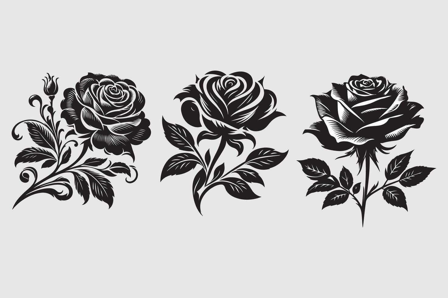 This elegant black and white rose silhouette design is ideal for home decor and creative projects vector