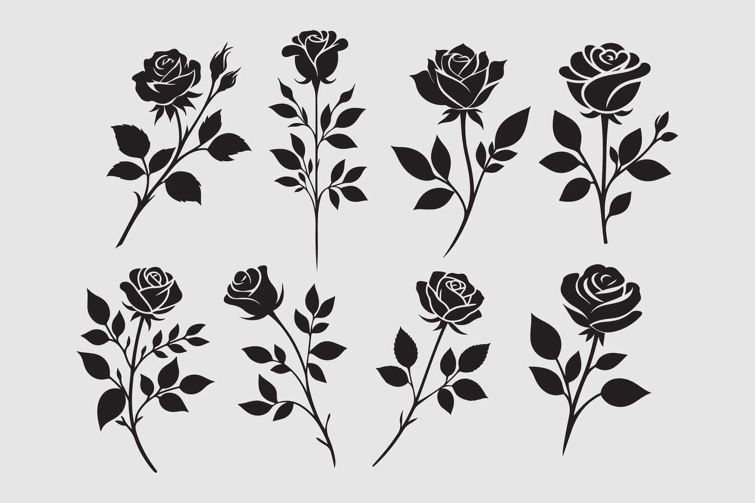 This rose silhouette artwork brings out the beauty of simplicity in floral design. vector