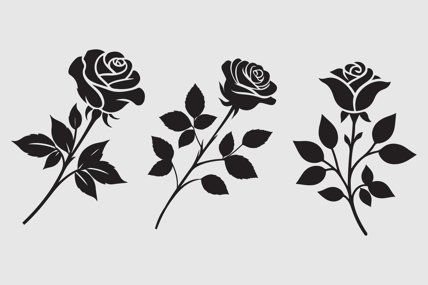 Minimalist Rose Silhouette Art in Black and White vector