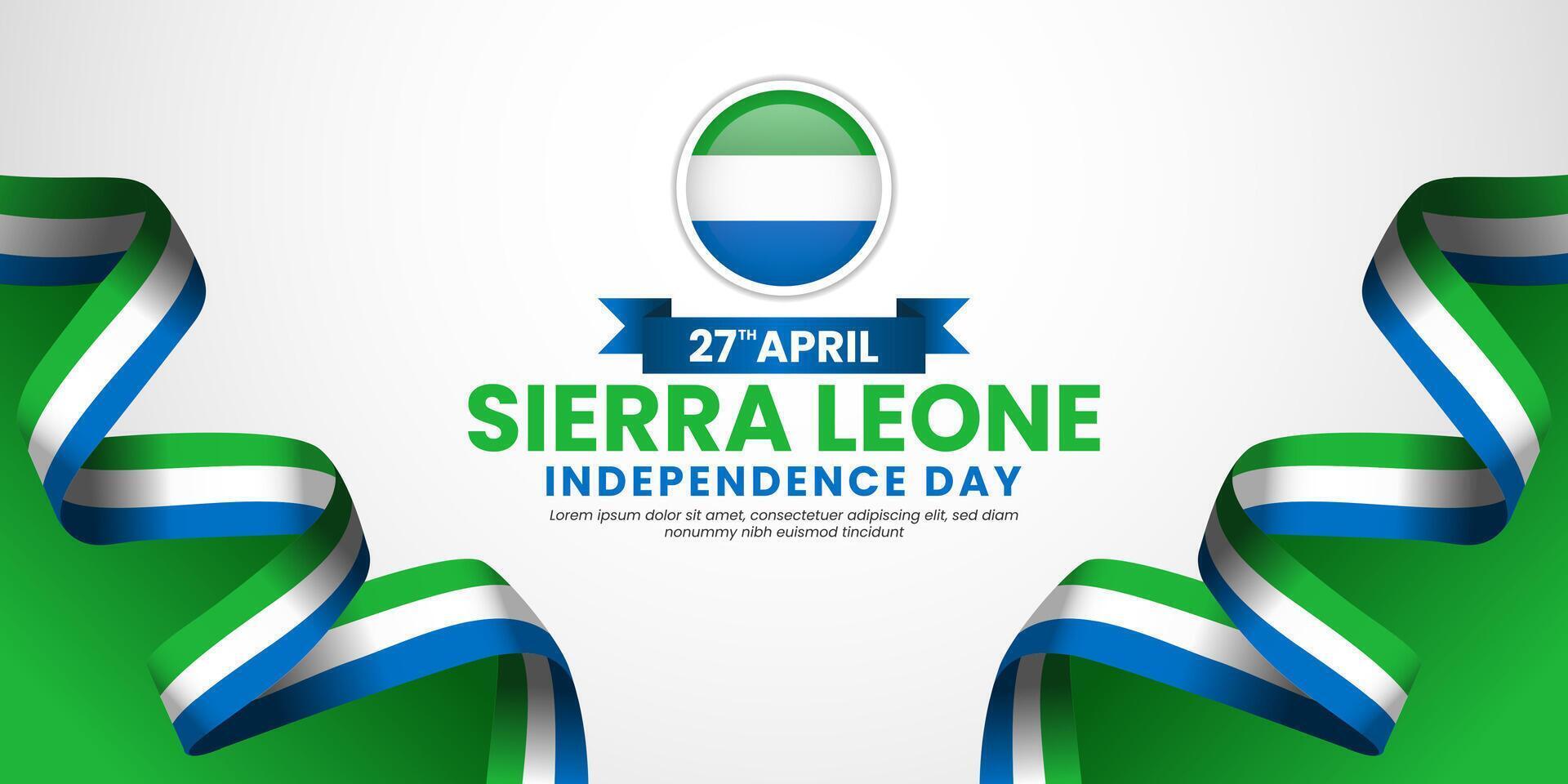 Sierra Leone Flag Ribbon Banner Background template for National independence day with blank space vector