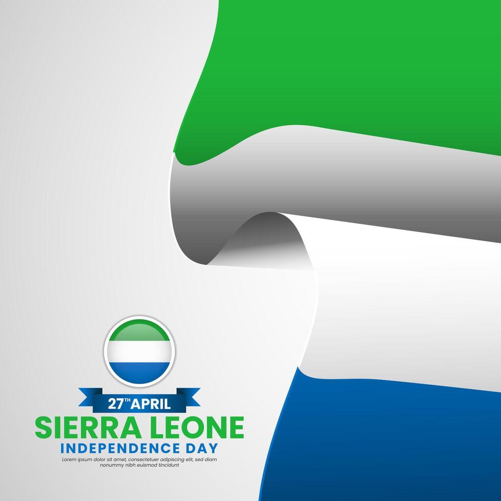 Sierra Leone realistic flag banner background with National Independence day and blank space vector