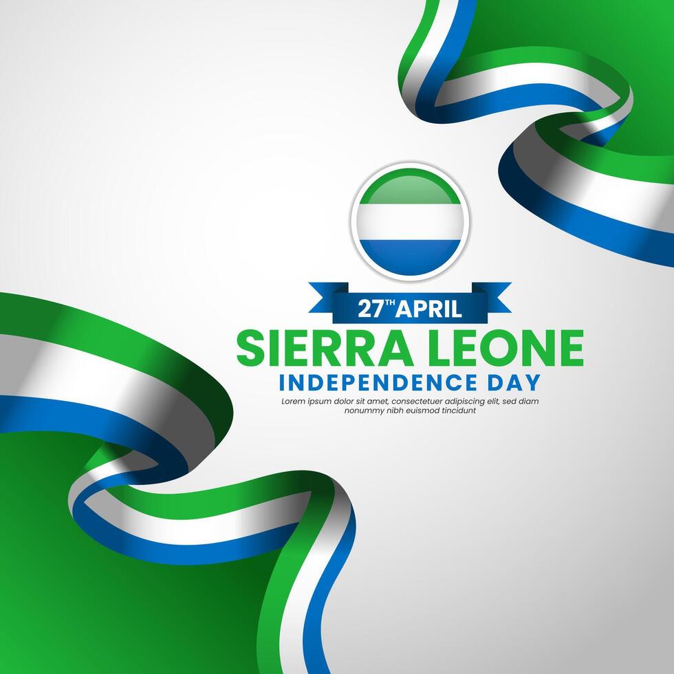 Sierra Leone independence day Square banner background with waving ribbon flag vector