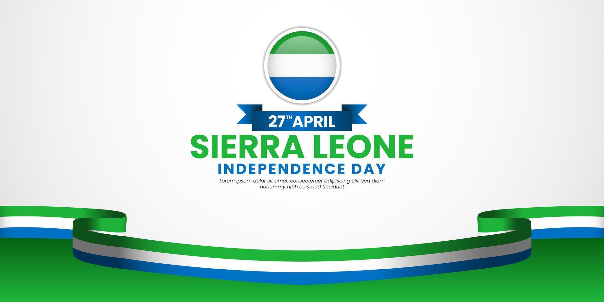 Sierra Leone Flag Banner Background template for National independence day with blank space vector