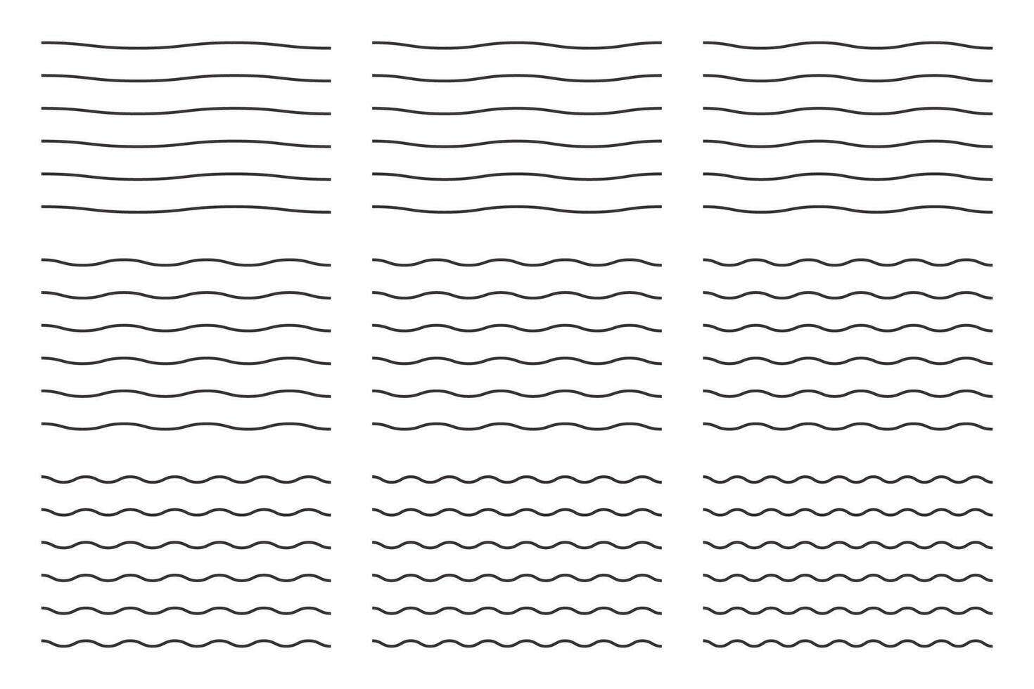 Geometric vintage Zigzag Waves Lines patterns set collections. Border Doodle illustration. vector
