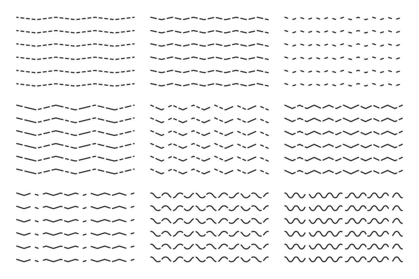 Geometric vintage Zigzag Waves Lines patterns collections. Border Doodle design illustration. vector