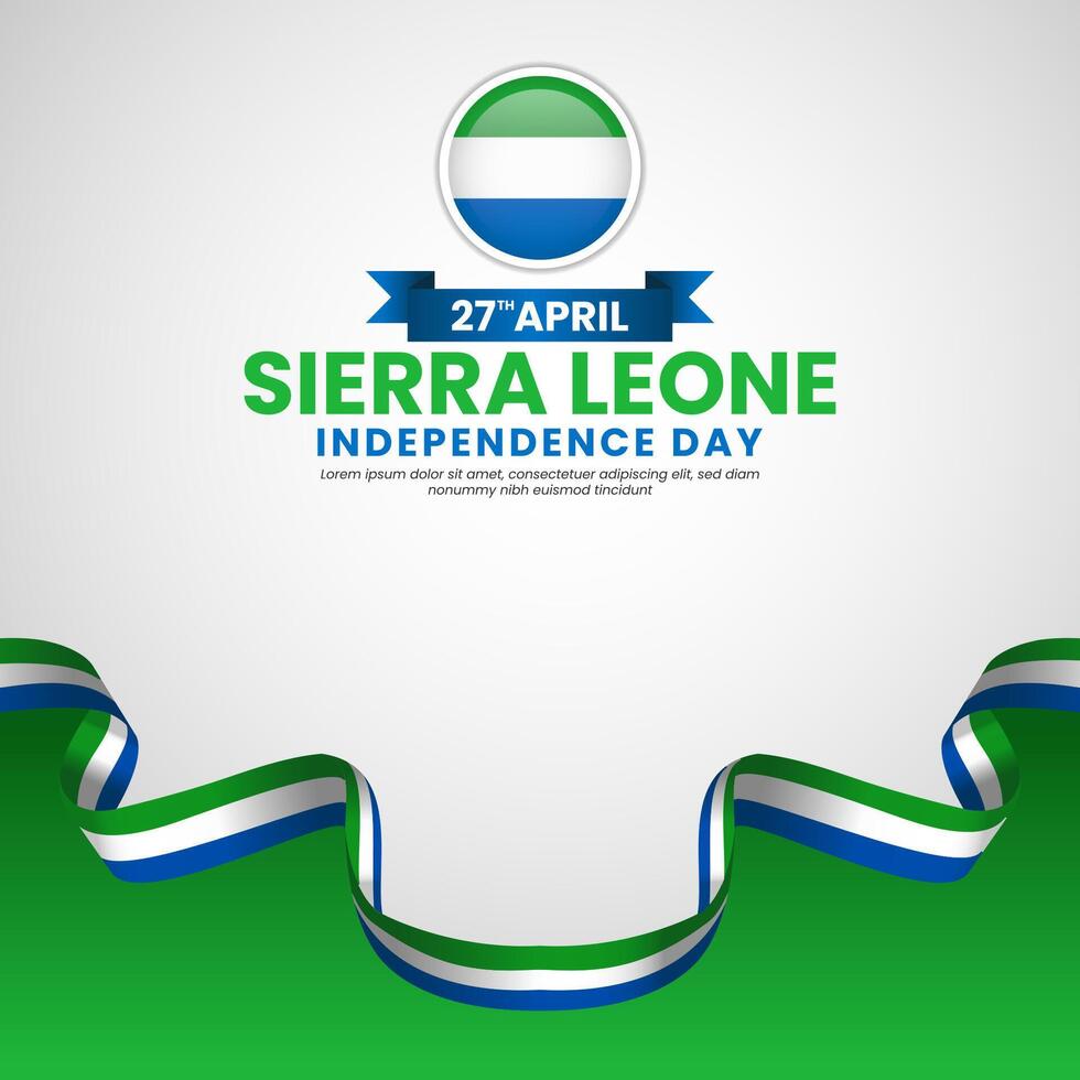 Sierra Leone flag square banner background design for National Independence day vector