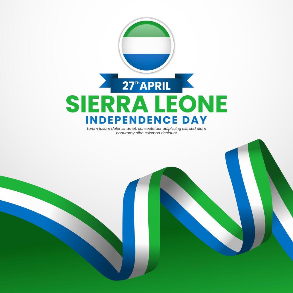 Sierra Leone flag ribbon square banner background for National Independence day vector