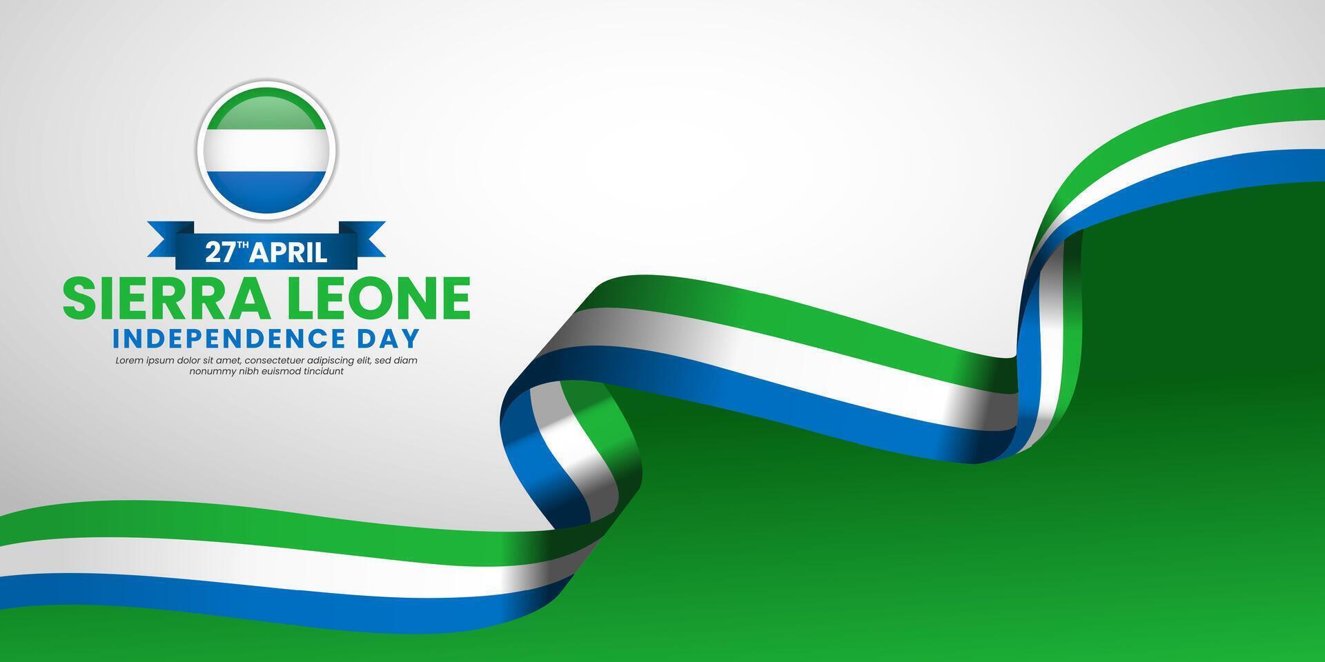 Sierra Leone Waving ribbon Flag Background template for National independence day poster design vector