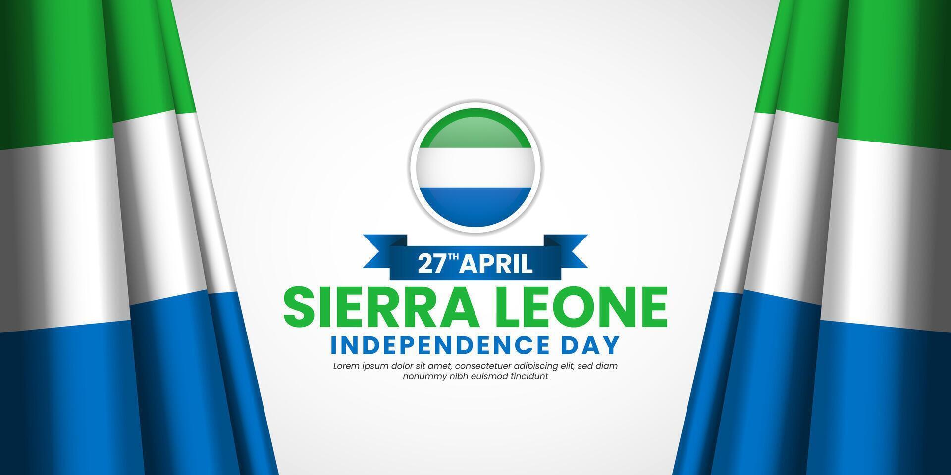 Happy Sierra Leone Independence Day Background Design Illustration with Realistic Flag vector