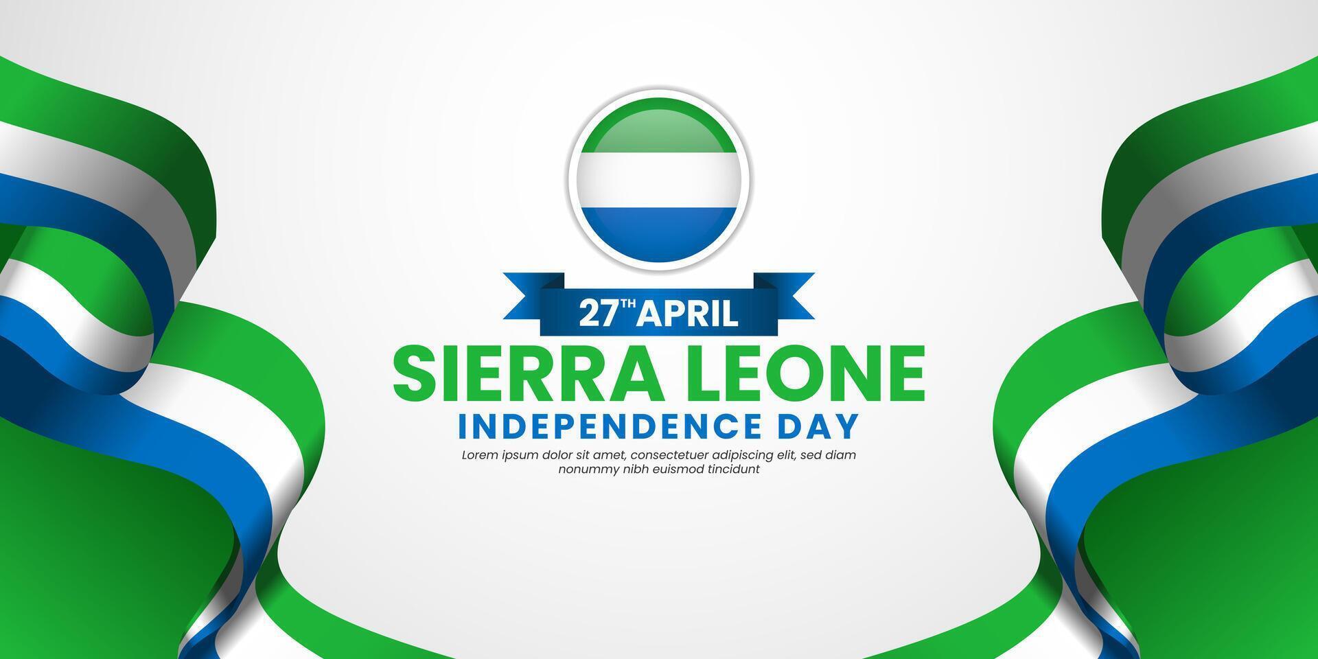 Sierra Leone Waving ribbon Flag Background for National independence day poster design vector