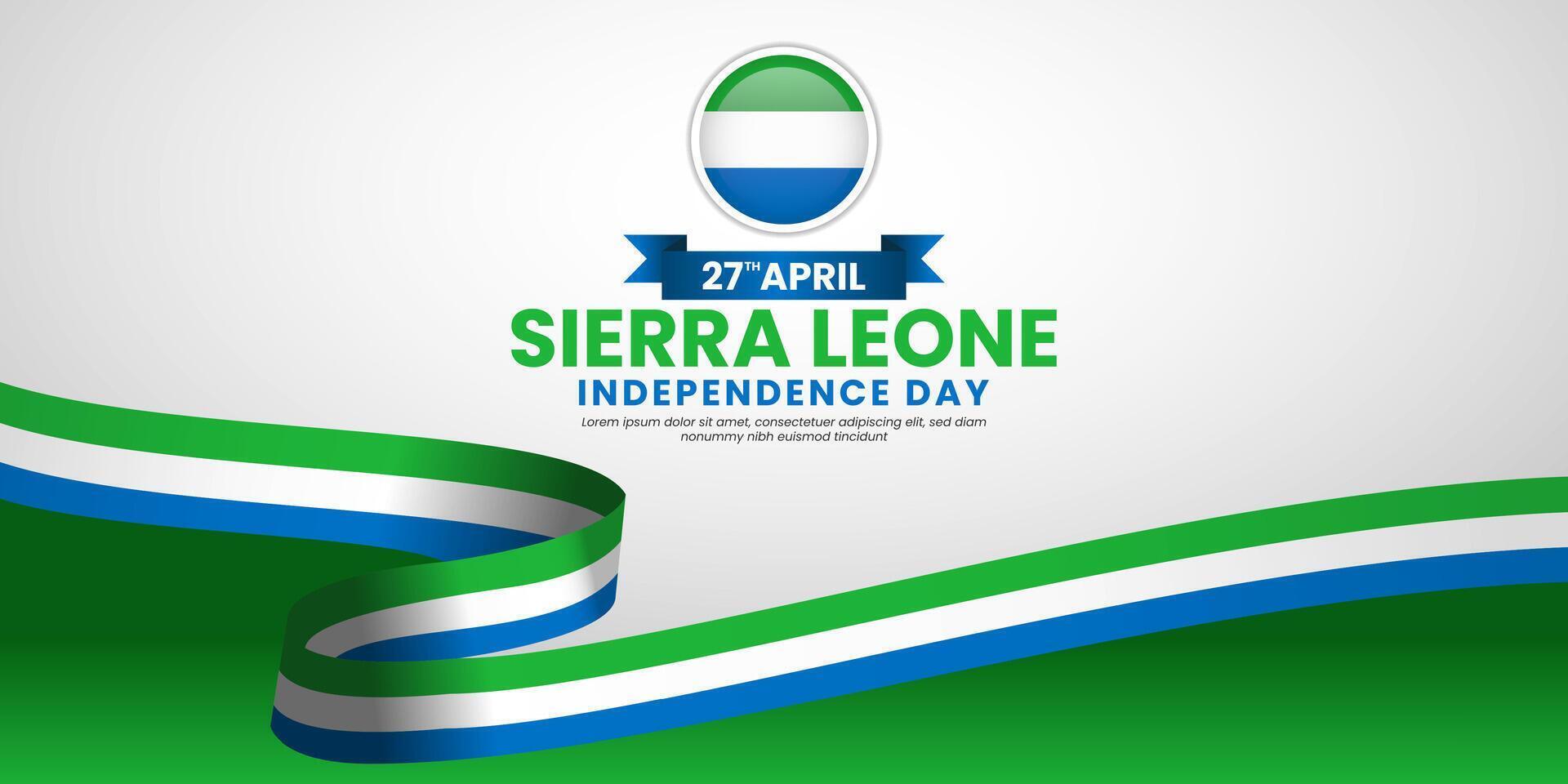 Sierra Leone Flag Ribbon Banner Background for National independence day with blank space vector