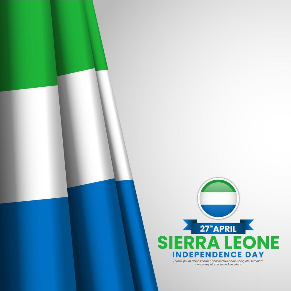 Sierra Leone flag ribbon banner background with National Independence day and blank space vector