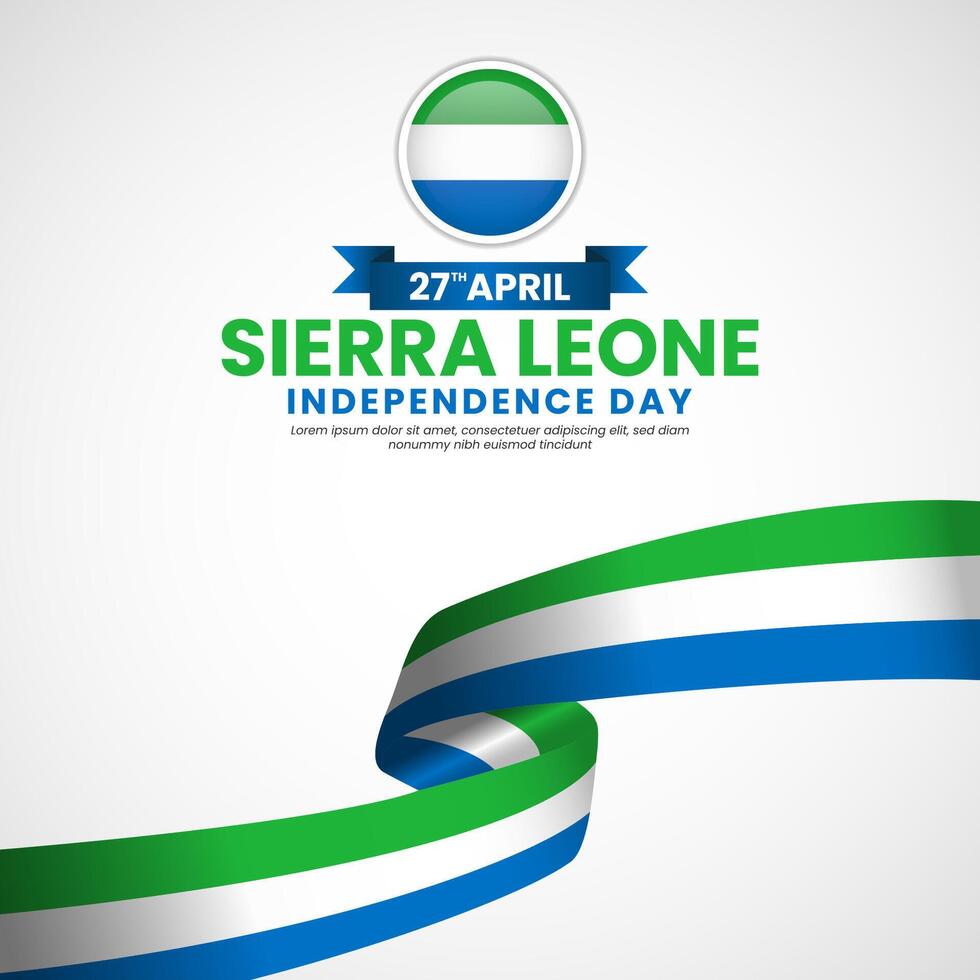 Sierra Leone flag ribbon square background design for National Independence day vector