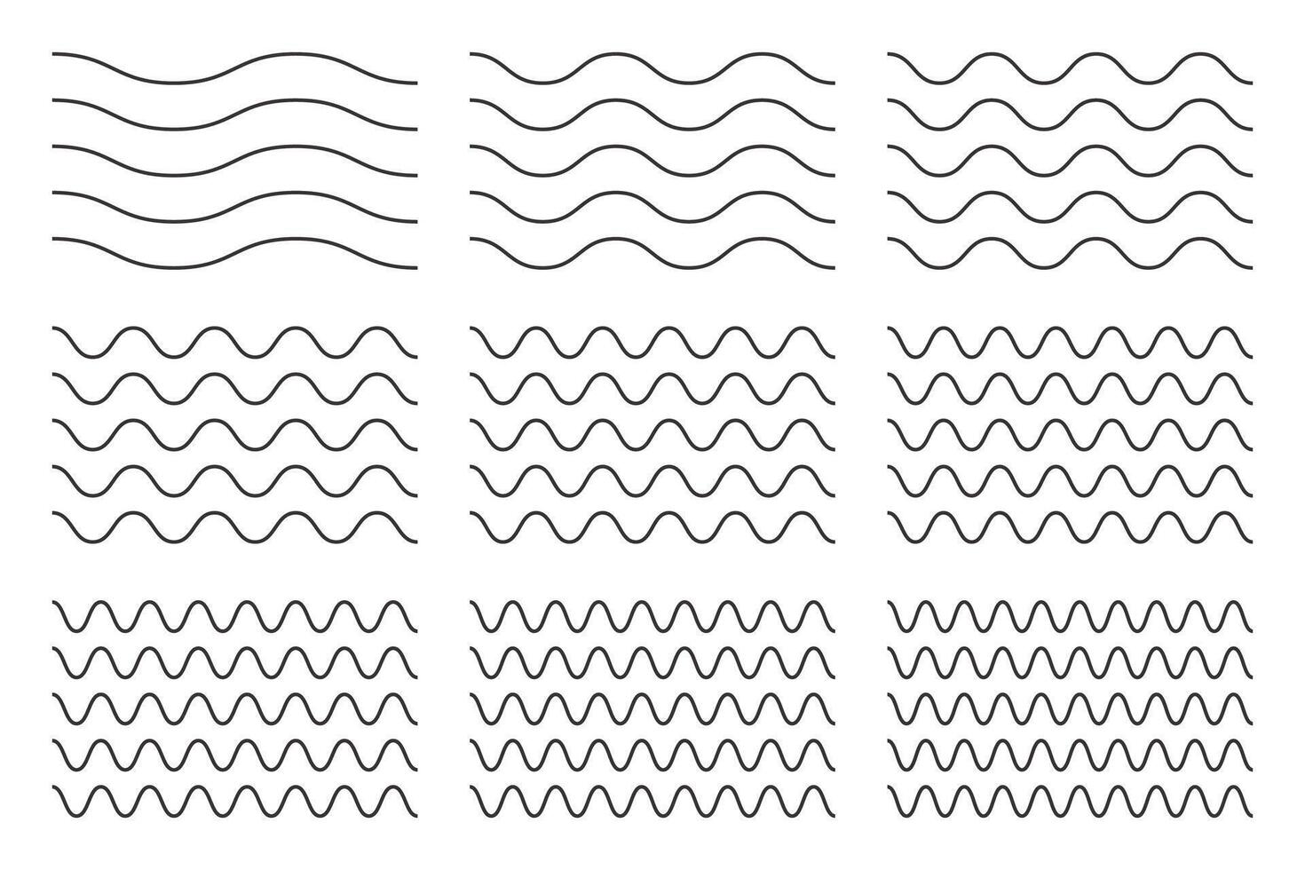 Geometric vintage Zigzag Waves Lines set collections. Border Doodle design illustration. vector