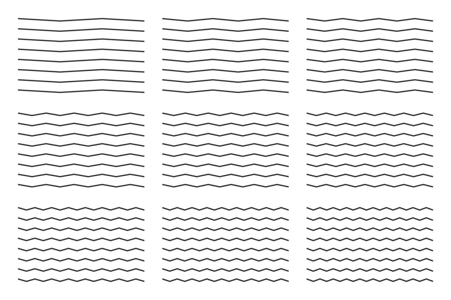 Geometric vintage Zigzag Waves Lines patterns set collections. Border Doodle design illustration. vector
