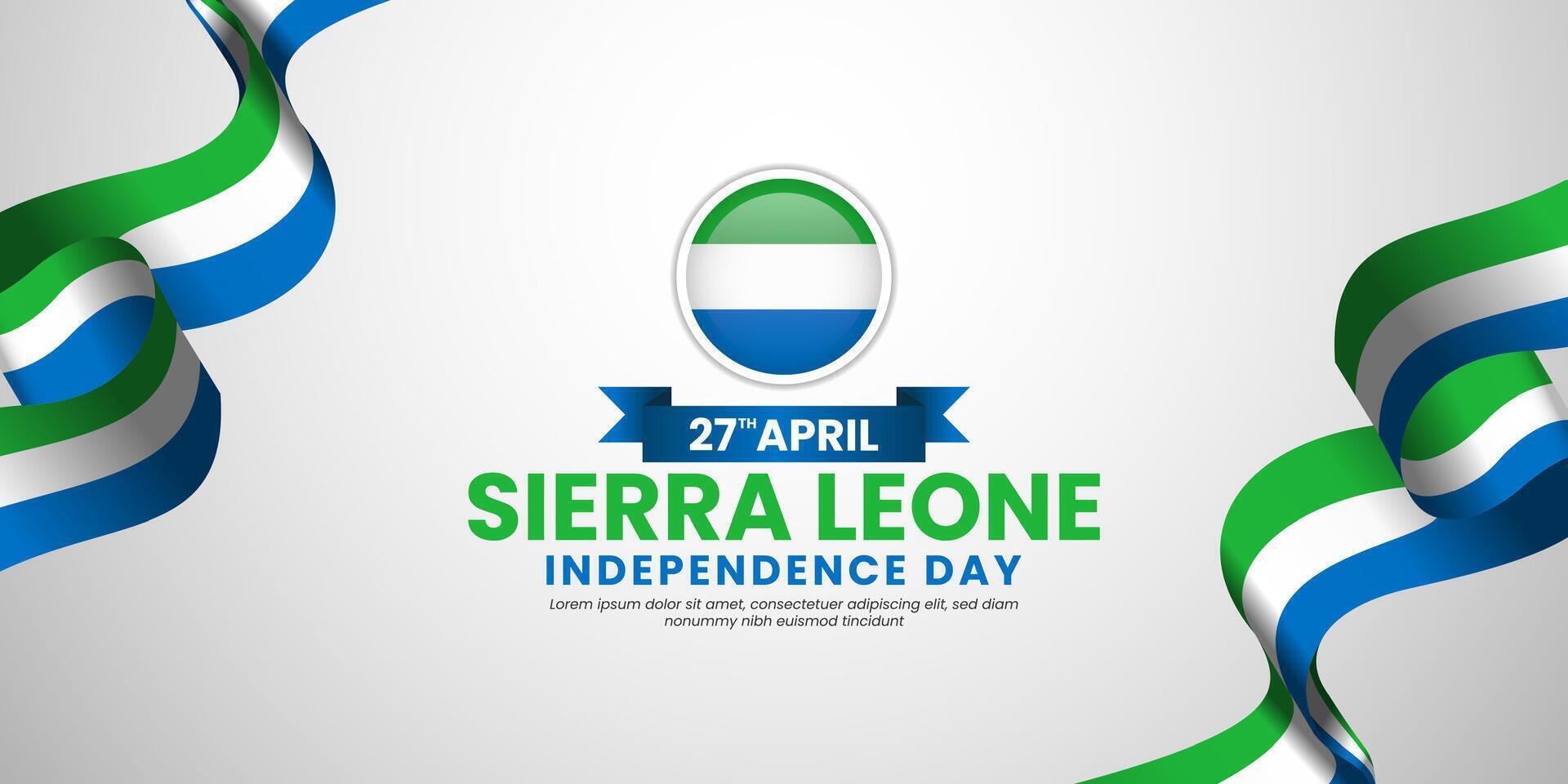 Sierra Leone Independence Day Background Design Illustration with Realistic Flag vector