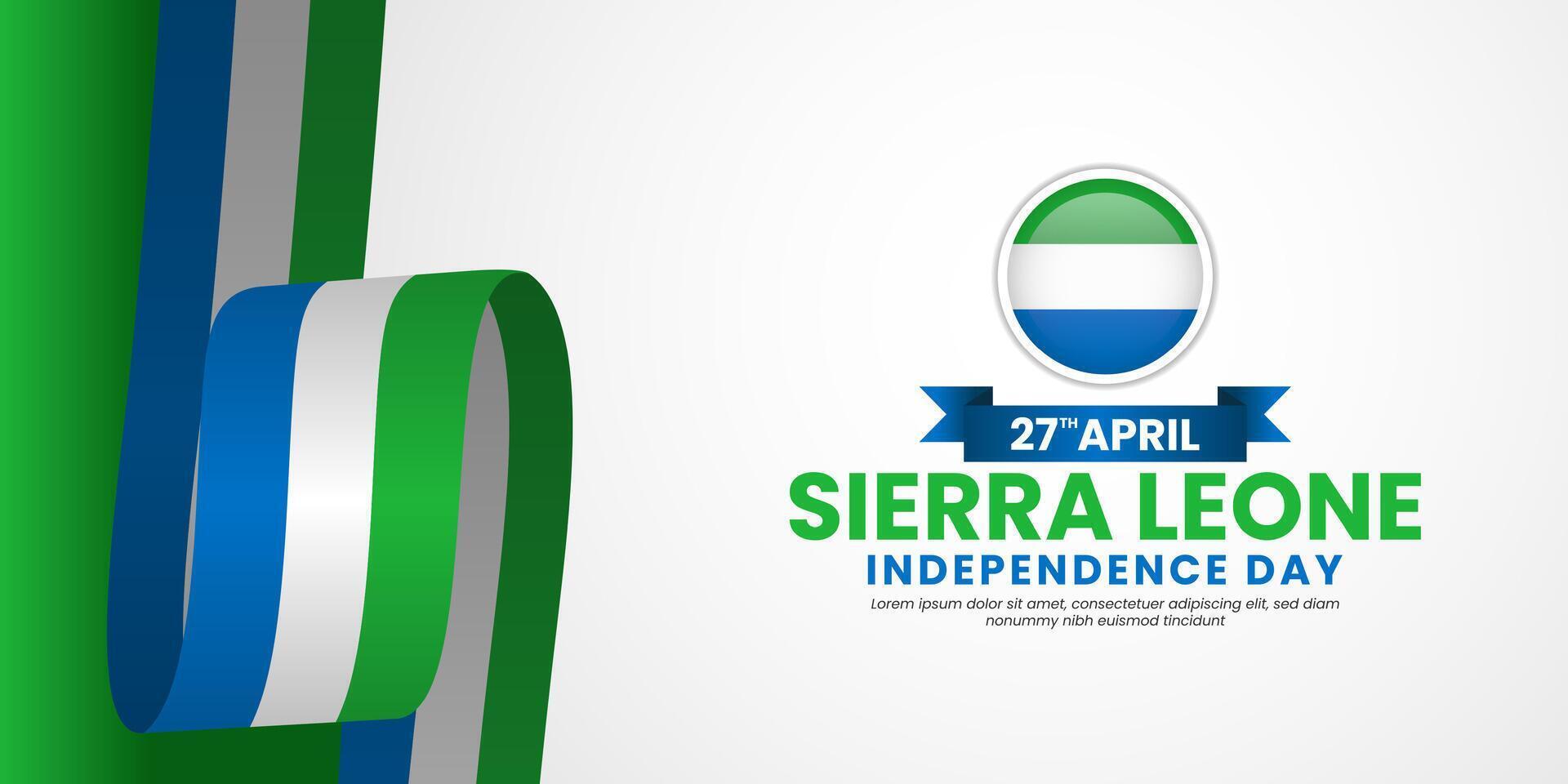 Sierra Leone Flag Ribbon Banner Background template for independence day with blank space vector