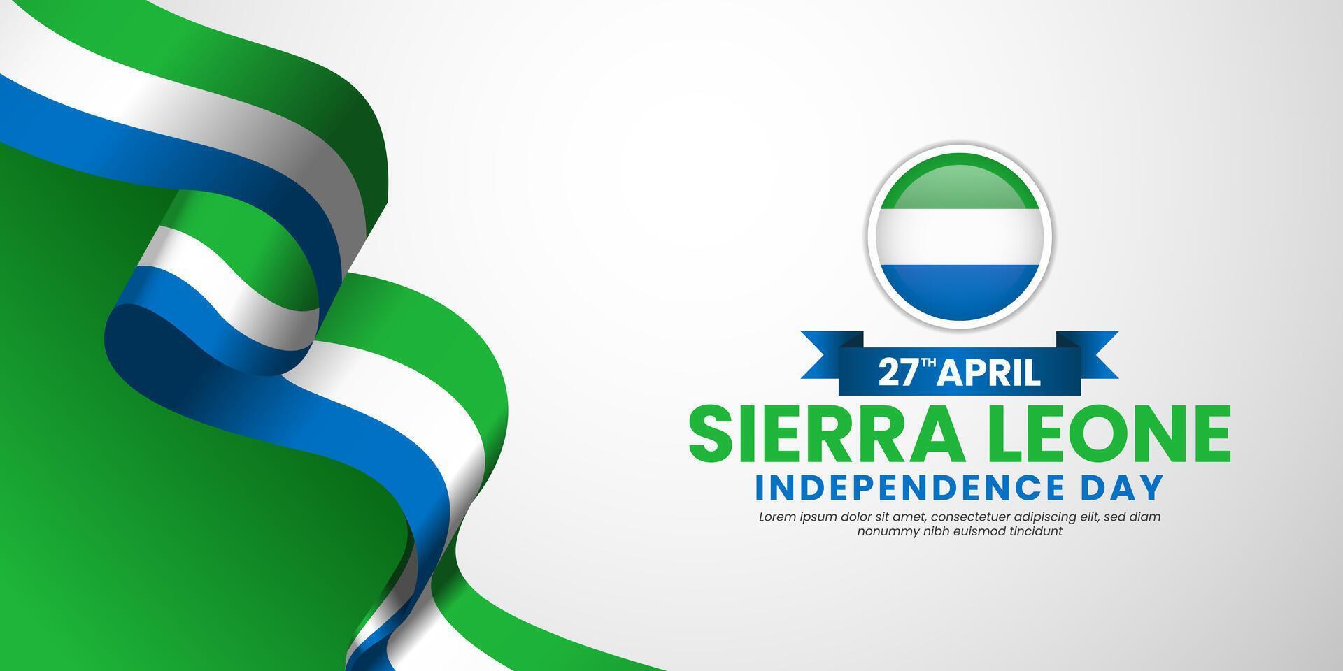 Sierra Leone Independence Day Celebration Background Illustration with Realistic Flag vector