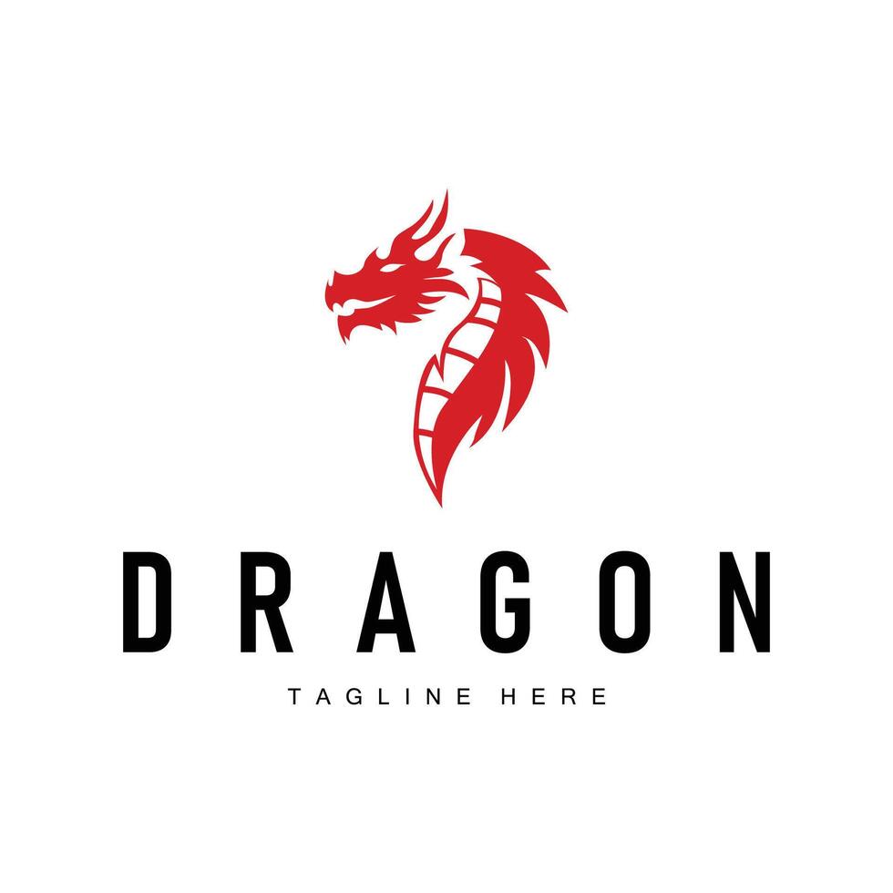 dragon logo mythical animal legend with vintage concept old minimalist simple templet vector