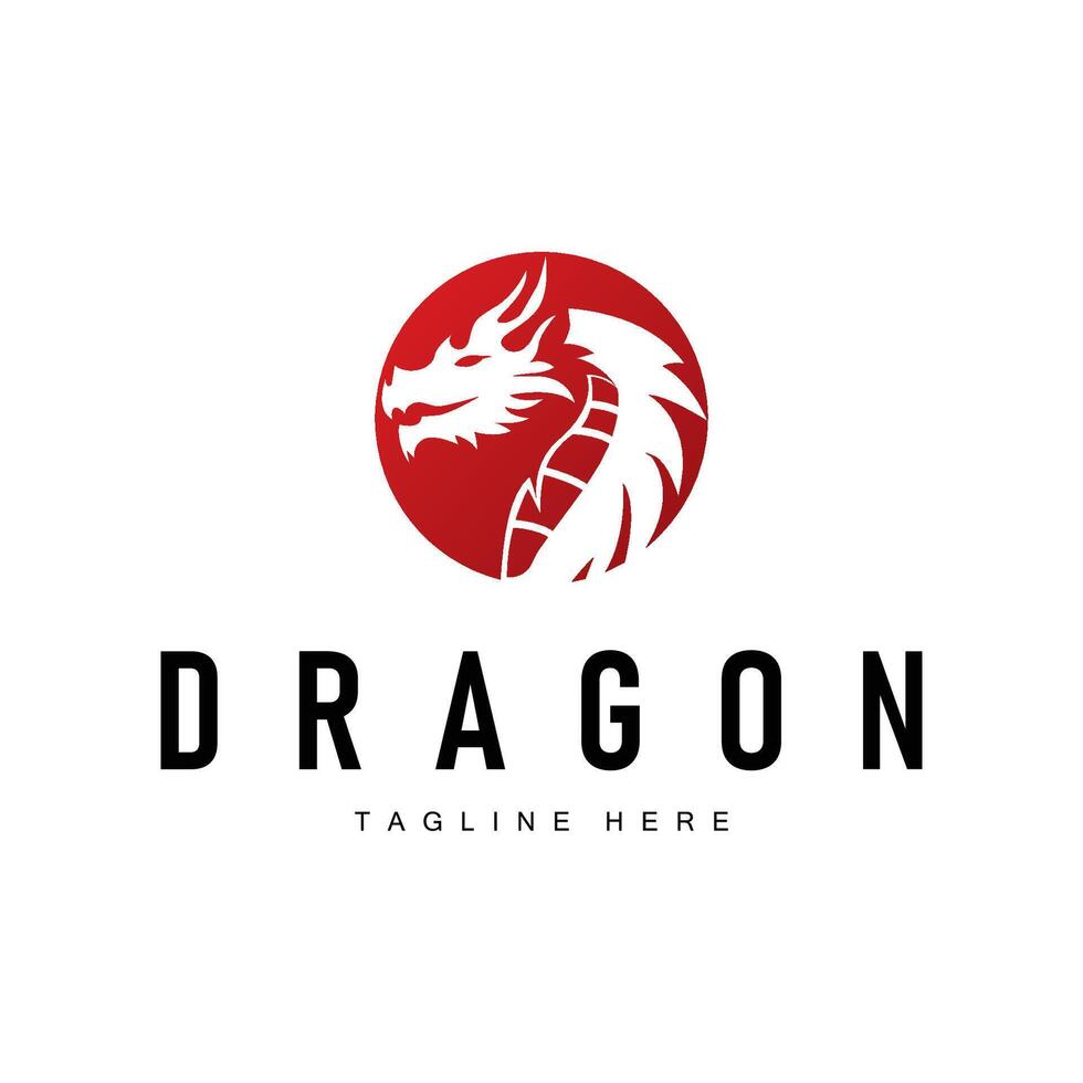 dragon logo design silhouette mythical vintage concept old minimalist simple templet vector