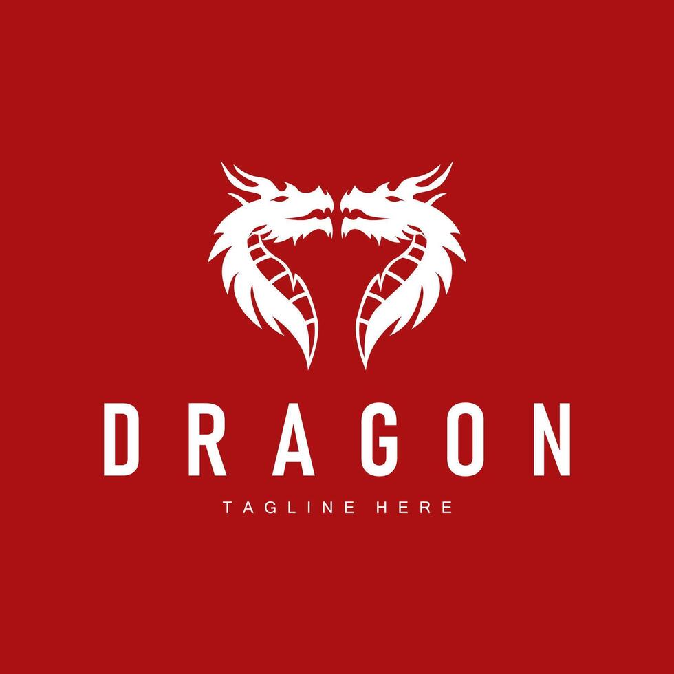 dragon logo mythical animal legend concept old minimalist simple templet vector