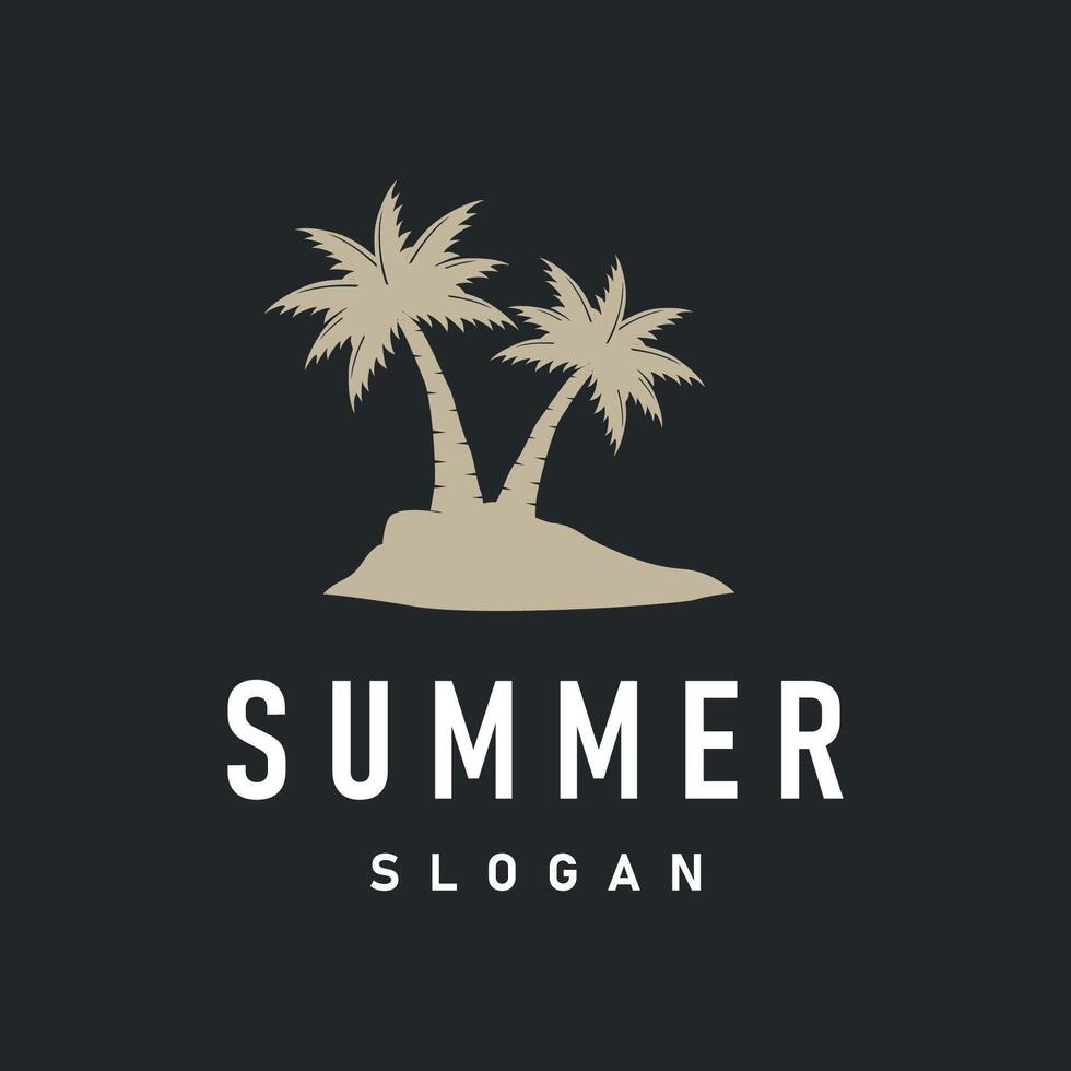 concept beach palm trees, ocean and sunset logo beach summer illustration template vector