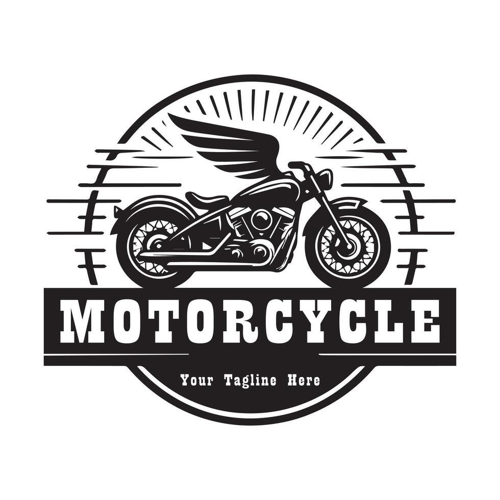 Logo Simple Motorcycle Illustration With Flat Background vector