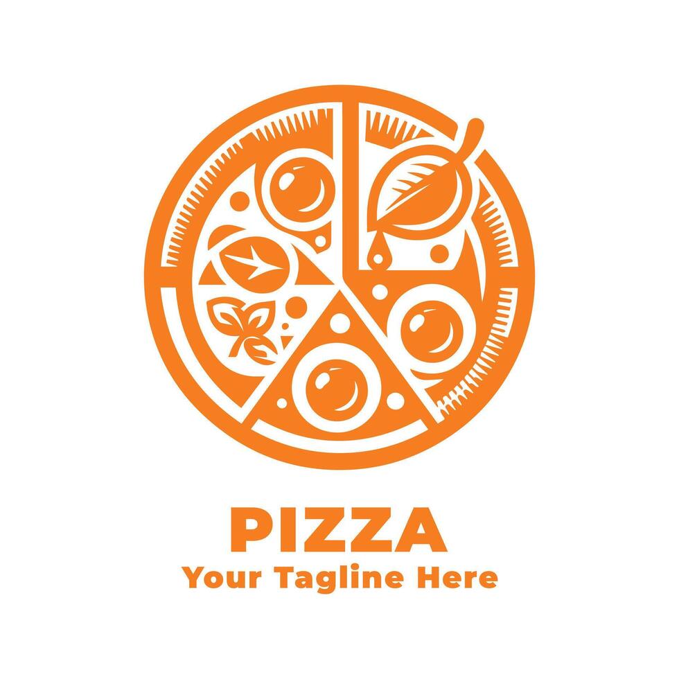 Simple Logo Pizza Illustration With Flat Background vector