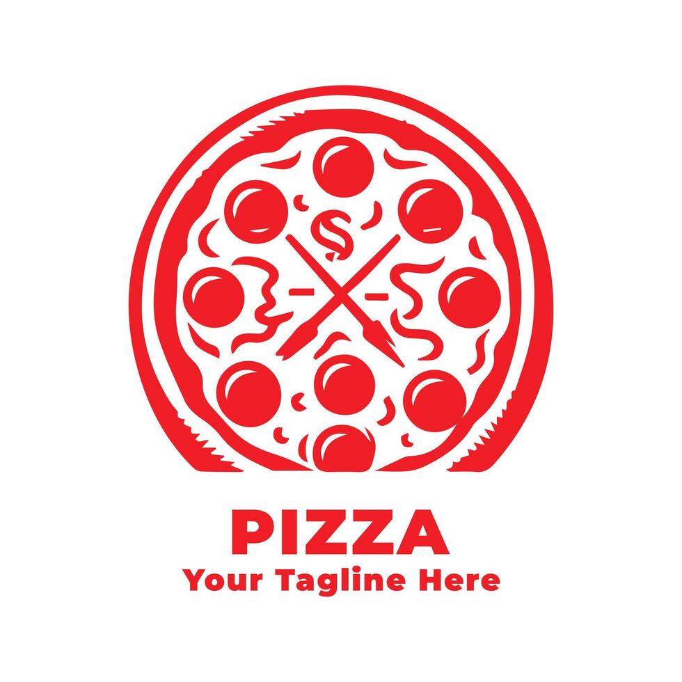 Simple Pizza Logo Silhouette Illustration vector