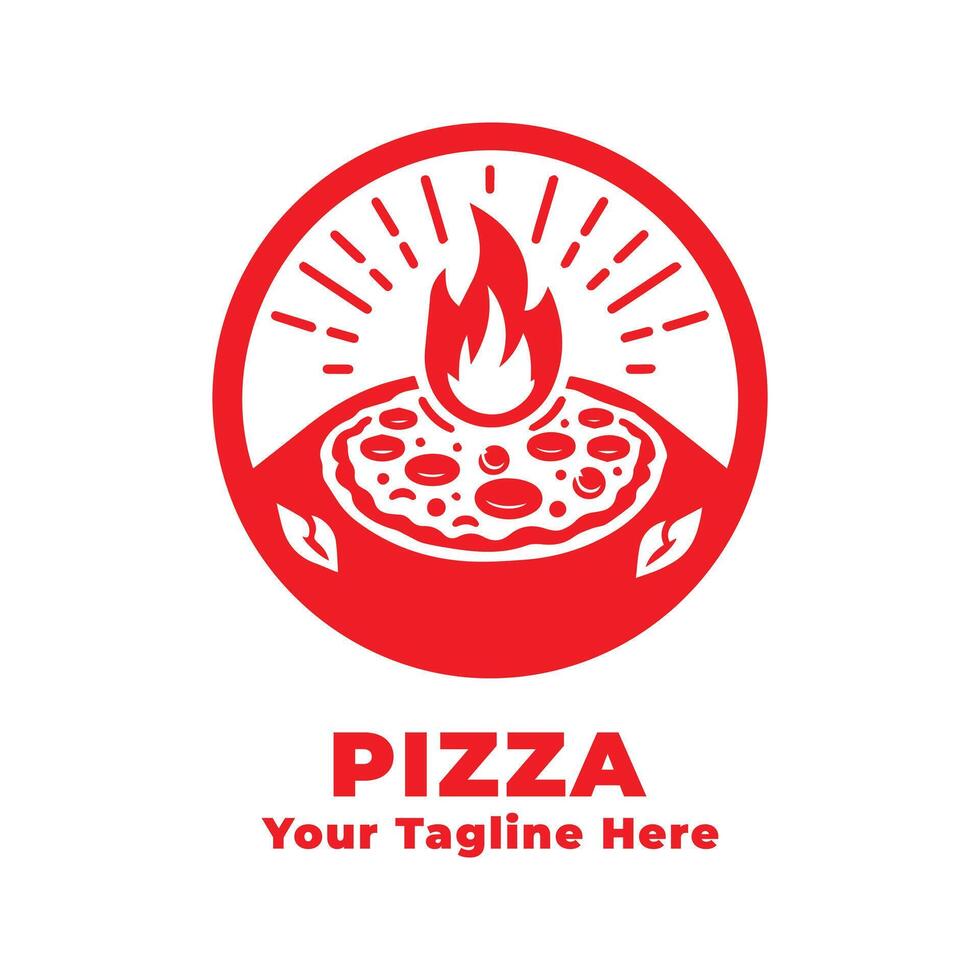 Simple Pizza Logo Design With Red Concept vector