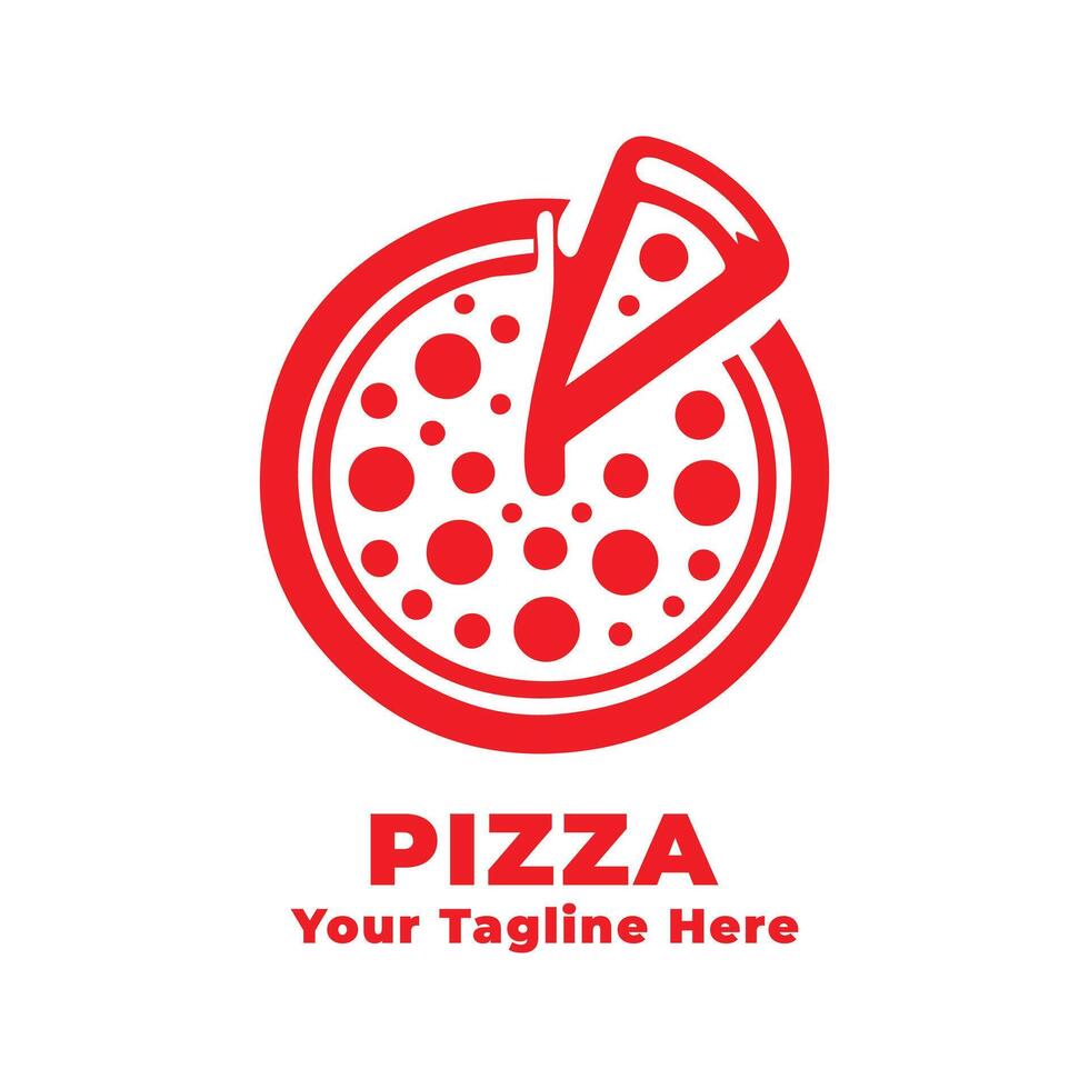 Pizza Simple Logo Design With Red Concept vector