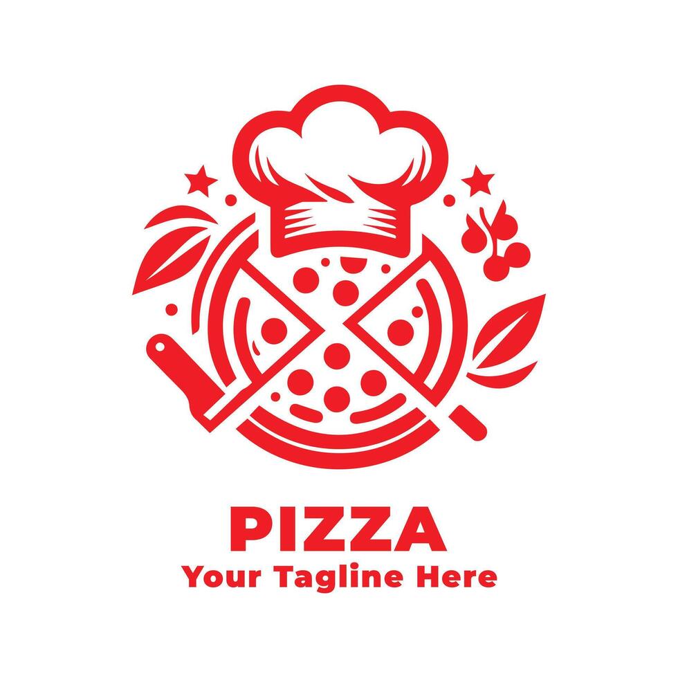 Pizza Simple Logo Design Silhouette vector