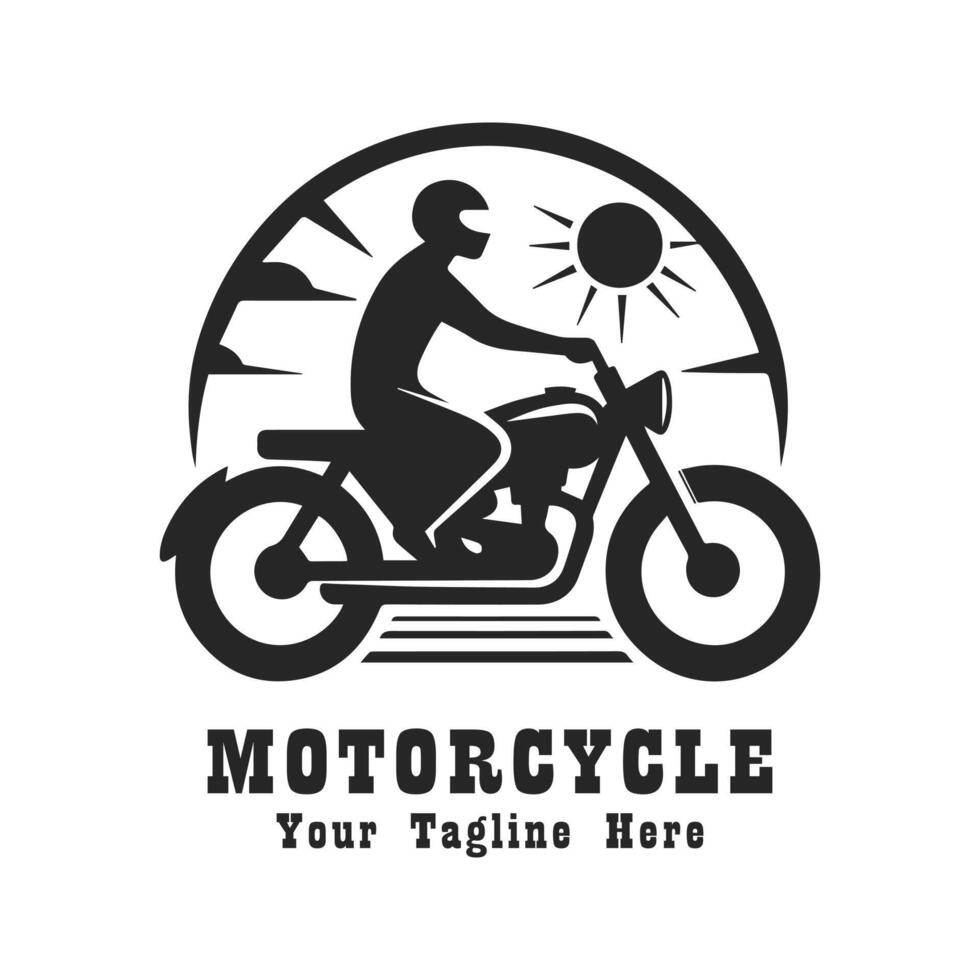 Simple Motorcycle Logo Design Silhouette vector