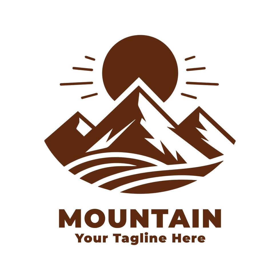 Logo Mountain Simple Design With Brown Concept vector