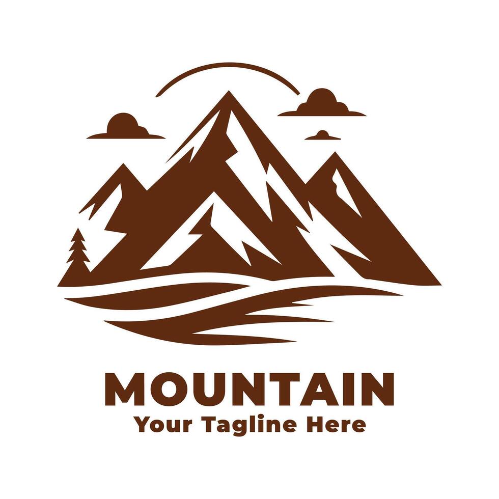 Mountain Simple Logo Illustration With Flat Background vector