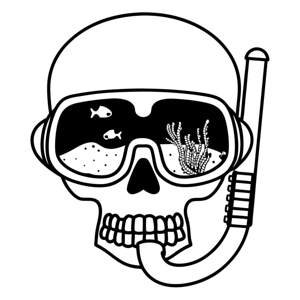 Skeleton Scuba Diver Underwater Adventure Icon vector
